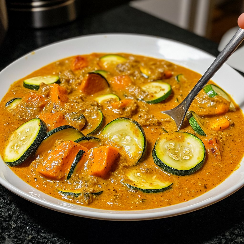 Cremige Kürbissuppe mit Zucchini