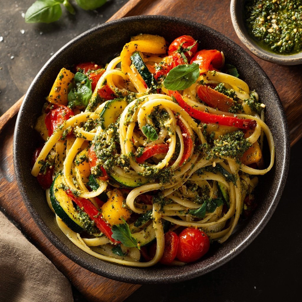 Mediterraner Nudelsalat Mit Pesto