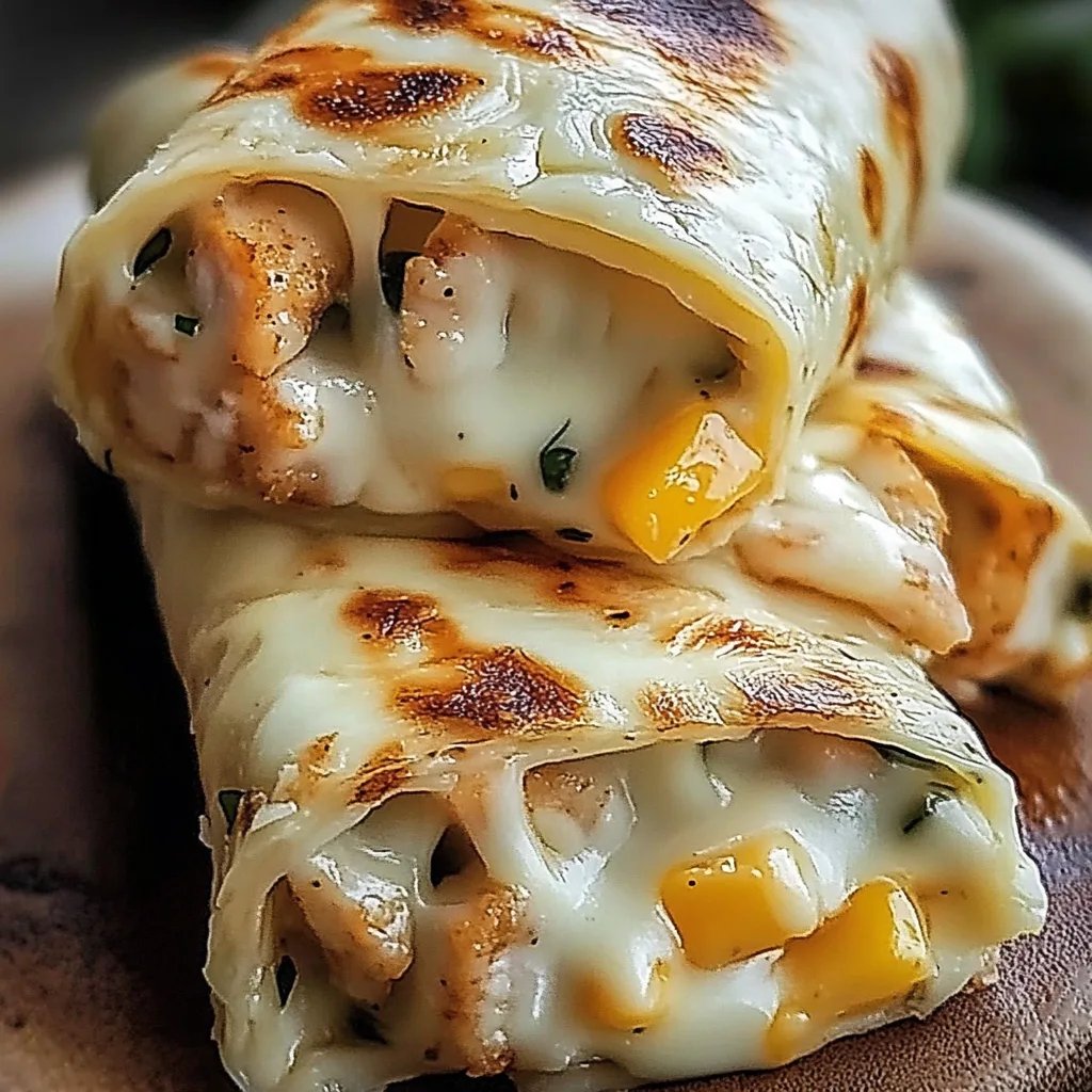 Hähnchen-Wraps mit Käse und Knoblauch