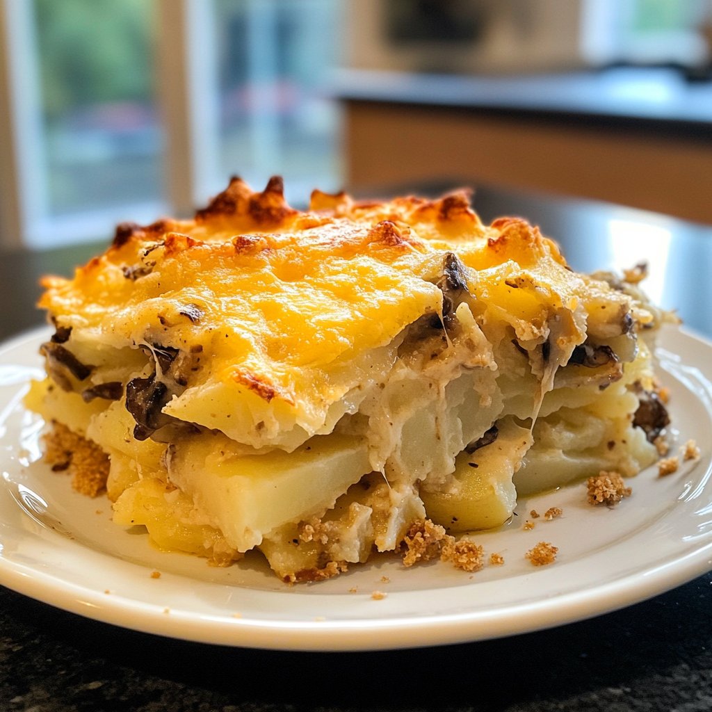 Kartoffelauflauf mit Pilzen