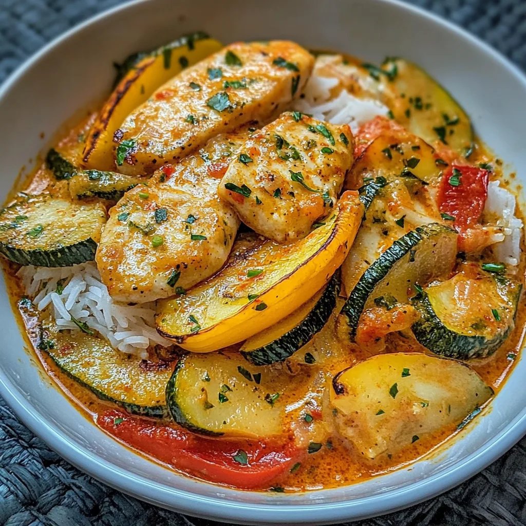 Cremiges Paprika-Zucchini-Hähnchen