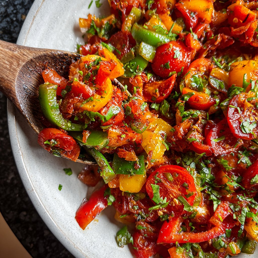 Gemüsepfanne mit Paprika und Tomaten