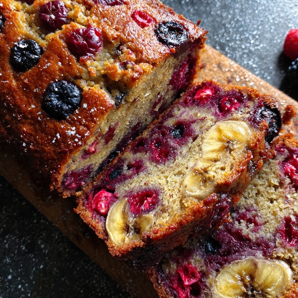 Bananenbrot mit Beeren
