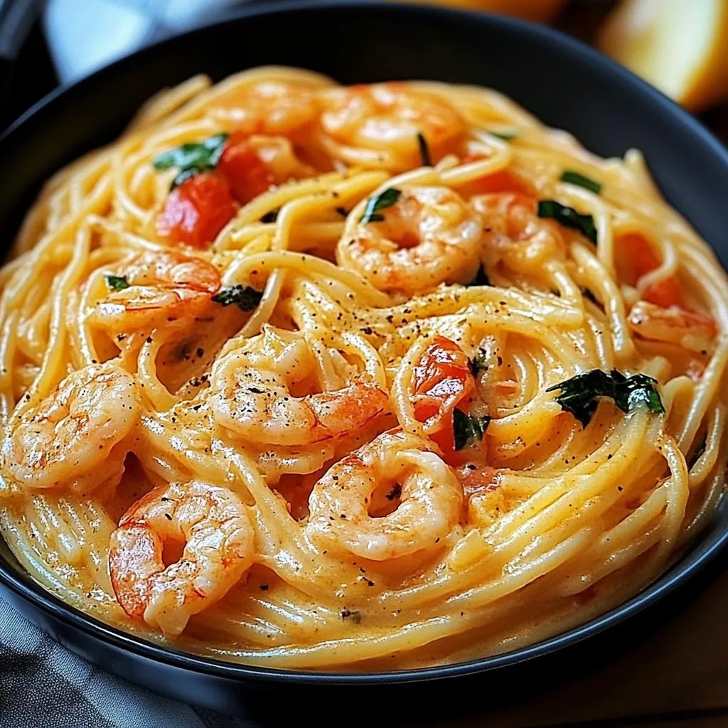 Spaghetti mit Garnelen in Frischkäsesoße