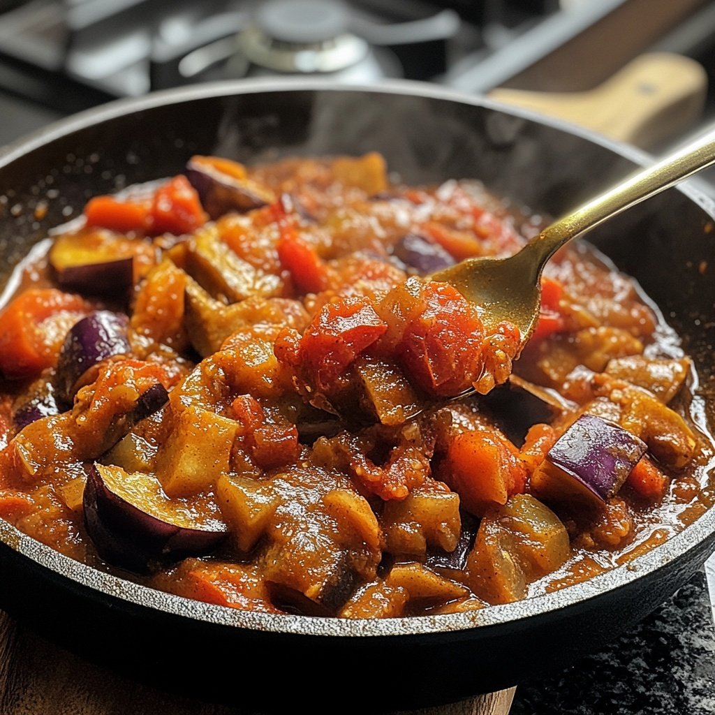 Curry mit Aubergine und Tomaten