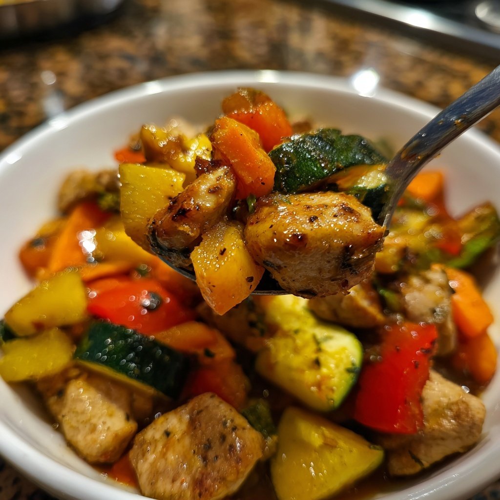 Kalorienarme Gemüsepfanne Mit Hähnchen