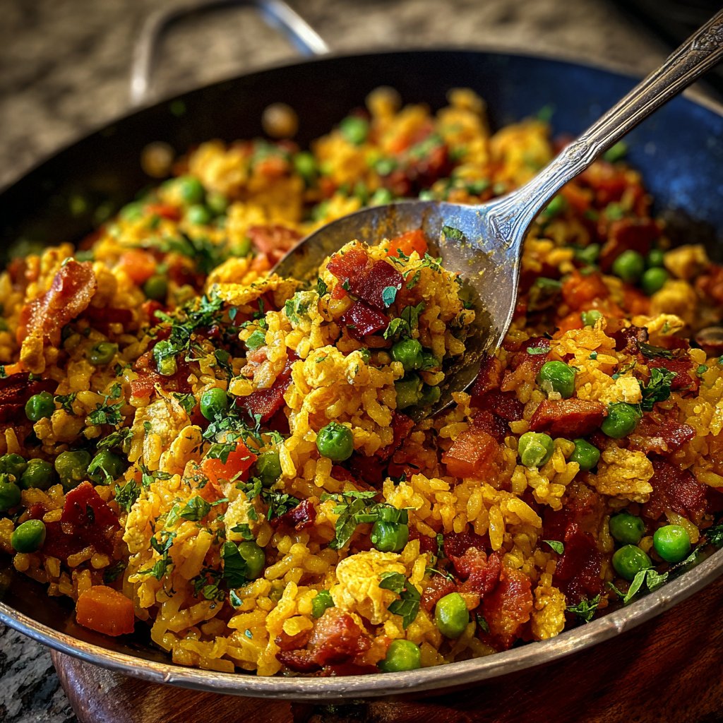 Paella mit Erbsen