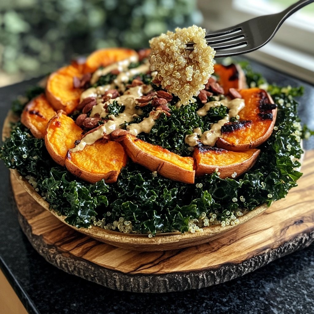Süßkartoffel-Buddha-Bowl mit Grünkohl und Quinoa